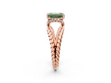 Rose gold Fancy Green Emerald  Halo Twisted Band Four-Prong Ring_34