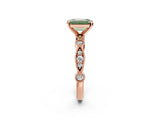Rose gold Fancy Green Emerald  Milgrain Bezel Diamond Engagement Ring with Solitaire Prong Setting_143