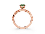Rose gold Fancy Green Emerald  Milgrain Bezel Diamond Engagement Ring with Solitaire Prong Setting_144