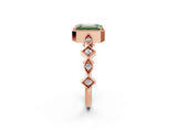 Rose gold Fancy Green Emerald  Milgrain Marquise Diamond Twist Band Ring_64