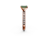 Rose gold Fancy Green Emerald  Milgrain Pave Diamond Engagement Ring with Four-Prong Setting_157