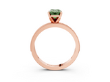 Rose gold Fancy Green Emerald  Milgrain Pave Diamond Engagement Ring with Four-Prong Setting_158