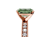 Rose gold Fancy Green Emerald  Milgrain Pave Diamond Engagement Ring with Four-Prong Setting_160