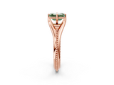 Rose gold Fancy Green Emerald  Solitaire Beaded Band Six-Prong Setting_2