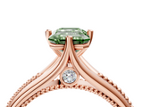 Rose gold Fancy Green Emerald  Solitaire Beaded Band Six-Prong Setting_4