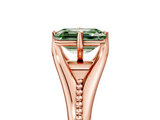 Rose gold Fancy Green Emerald  Solitaire Beaded Band Six-Prong Setting_5