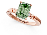 Rose gold Fancy Green Emerald  Solitaire Beaded Band with Four-Prong Setting_45