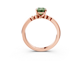 Rose gold Fancy Green Emerald  Solitaire Beaded Band with Four-Prong Setting_47