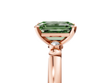 Rose gold Fancy Green Emerald  Solitaire Beaded Band with Four-Prong Setting_49