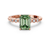 Rose gold Fancy Green Emerald  Solitaire Bezel Accent Diamond Engagement Ring with Beaded Band and Four-Prong Setting_54