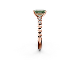 Rose gold Fancy Green Emerald  Solitaire Bezel Accent Diamond Engagement Ring with Beaded Band and Four-Prong Setting_56