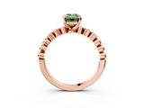 Rose gold Fancy Green Emerald  Solitaire Bezel Accent Diamond Engagement Ring with Beaded Band and Four-Prong Setting_57
