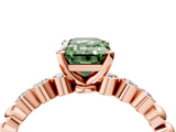 Rose gold Fancy Green Emerald  Solitaire Bezel Accent Diamond Engagement Ring with Beaded Band and Four-Prong Setting_58