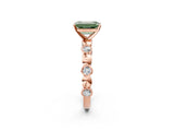 Rose gold Fancy Green Emerald  Solitaire Bezel-Set Diamond Ring with Beaded Band and Four-Prong Setting_34