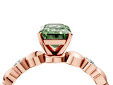 Rose gold Fancy Green Emerald  Solitaire Bezel-Set Diamond Ring with Beaded Band and Four-Prong Setting_36
