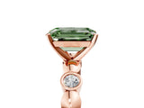 Rose gold Fancy Green Emerald  Solitaire Bezel-Set Diamond Ring with Beaded Band and Four-Prong Setting_37