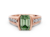 Rose gold Fancy Green Emerald  Solitaire Bezel-Set Diamond Ring with Channel-Set Band_37