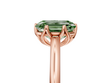 Rose gold Fancy Green Emerald  Solitaire Cathedral Diamond Ring with Six-Prong Setting_21