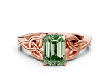 Rose gold Fancy Green Emerald  Solitaire Celtic Knot Engagement Ring with Four-Prong Setting_59