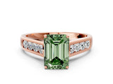 Rose gold Fancy Green Emerald  Solitaire Channel-Set Diamond Engagement Ring with Four-Prong Setting_32