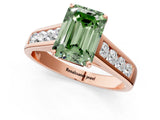 Rose gold Fancy Green Emerald  Solitaire Channel-Set Diamond Engagement Ring with Four-Prong Setting_33