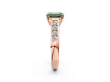 Rose gold Fancy Green Emerald  Solitaire Channel-Set Diamond Engagement Ring with Four-Prong Setting_34