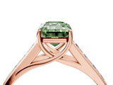 Rose gold Fancy Green Emerald  Solitaire Channel-Set Diamond Engagement Ring with Four-Prong Setting_36