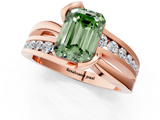 Rose gold Fancy Green Emerald  Solitaire Channel-Set Split Shank Ring with Tension Prong Setting_4
