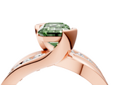Rose gold Fancy Green Emerald  Solitaire Channel-Set Split Shank Ring with Tension Prong Setting_7