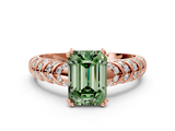 Rose gold Fancy Green Emerald  Solitaire Chevron Pave Diamond Engagement Ring with Six-Prong Setting_3