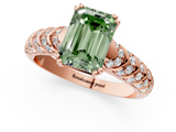 Rose gold Fancy Green Emerald  Solitaire Chevron Pave Diamond Engagement Ring with Six-Prong Setting_4