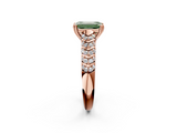 Rose gold Fancy Green Emerald  Solitaire Chevron Pave Diamond Engagement Ring with Six-Prong Setting_5