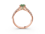 Rose gold Fancy Green Emerald  Solitaire Chevron Pave Diamond Engagement Ring with Six-Prong Setting_6