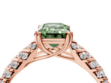 Rose gold Fancy Green Emerald  Solitaire Chevron Pave Diamond Engagement Ring with Six-Prong Setting_7