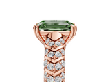 Rose gold Fancy Green Emerald  Solitaire Chevron Pave Diamond Engagement Ring with Six-Prong Setting_8