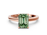 Rose gold Fancy Green Emerald  Solitaire Diamond Engagement Ring with Four-Prong Setting on a Classic Band_3