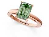 Rose gold Fancy Green Emerald  Solitaire Diamond Engagement Ring with Four-Prong Setting on a Classic Band_4