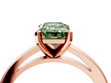 Rose gold Fancy Green Emerald  Solitaire Diamond Engagement Ring with Four-Prong Setting on a Classic Band_7