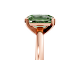 Rose gold Fancy Green Emerald  Solitaire Diamond Engagement Ring with Four-Prong Setting on a Classic Band_8
