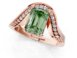 Rose gold Fancy Green Emerald  Solitaire Diamond Engagement Ring with Pave Band and Four-Prong Setting 2