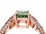 Rose gold Fancy Green Emerald  Solitaire Diamond Engagement Ring with Pave Band and Four-Prong Setting 5