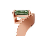 Rose gold Fancy Green Emerald  Solitaire Diamond Engagement Ring with Pave Band and Four-Prong Setting