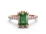 Rose gold Fancy Green Emerald  Solitaire Diamond Engagement Ring with Pave Band and Six-Prong Setting_20