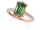 Rose gold Fancy Green Emerald  Solitaire Diamond Engagement Ring with Pave Band and Six-Prong Setting_21