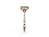 Rose gold Fancy Green Emerald  Solitaire Diamond Engagement Ring with Pave Band and Six-Prong Setting_22