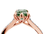 Rose gold Fancy Green Emerald  Solitaire Diamond Engagement Ring with Pave Band and Six-Prong Setting_24