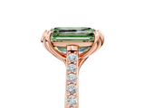 Rose gold Fancy Green Emerald  Solitaire Diamond Engagement Ring with Pave Band and Six-Prong Setting_25