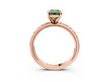 Rose gold Fancy Green Emerald  Solitaire Diamond Engagement Ring with XO Engraved Band and Four-Prong Setting 4