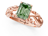 Rose gold Fancy Green Emerald  Solitaire Diamond Leaf Vine Band with Prong Setting_29