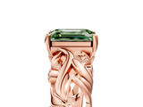 Rose gold Fancy Green Emerald  Solitaire Diamond Leaf Vine Band with Prong Setting_33